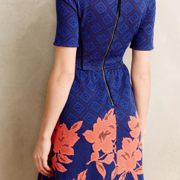 Anthropologie HD in Paris Dress in Coral and Blue - Size MP - Picture 2 of 15